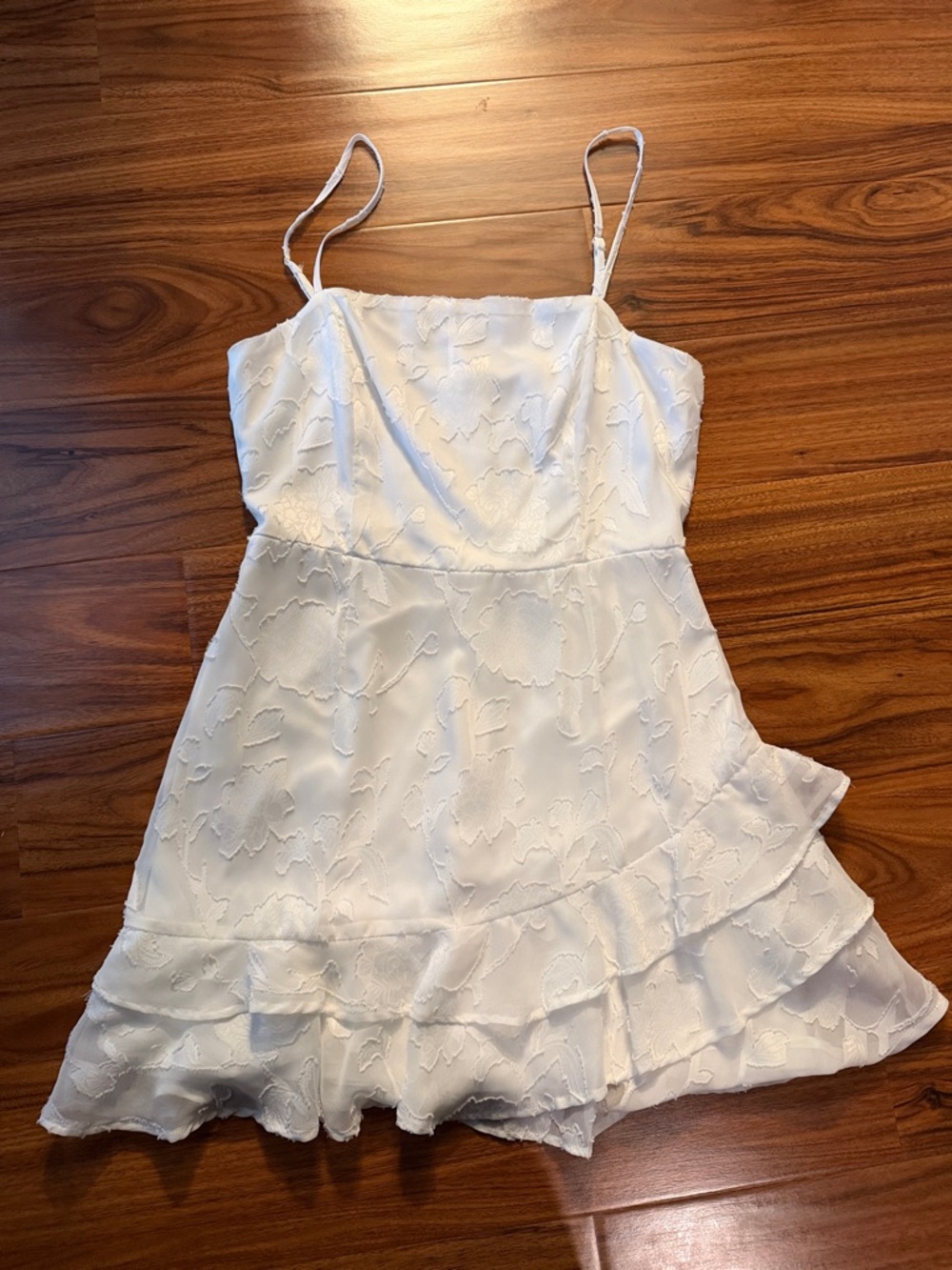 Lulu's White Mini Slip Dress with Ruffle Hem